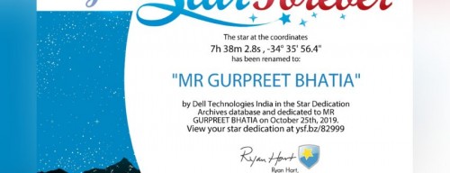 Dell Technologies India dedicated a Star to Mr Gurpreet Singh Bhatia